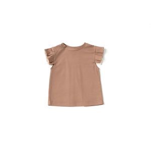 Omamimini Baby Girl Jersey Top With Knife Pleated Sleeve Ruffle